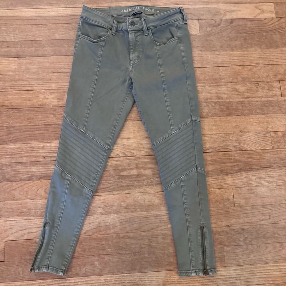 American Eagle olive super stretch low rise jeggings size 6  b73